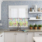 Easter Half Window Curtains 24 Inches Long, Spring Bunny Colorful Rabbit Eggs Butterfly Blue Green Window Treatment Curtain Drapes, Short Curtains Tiers for Kitchen Over Sink, 27.5"x24", 2 Panels