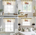 Farmhouses Sunflowers Sheer Valance Curtains, Retro Floral Leaves Red Truck Vintage Light Filtering Kitchen Valances Rod Pocket Voile Curtain Window Treatment for Bedroom/Living Room/Basement 60Wx18L