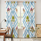 2 Panel Kitchen Cafe Curtains, Camels Palm Trees Sunlight Filtering Nature Air Through, Home Decor Window Covering Tier Curtains for Living Room 104W x 90L inch Tropical Desert Animal Plants Polka Dot
