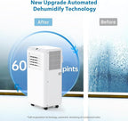 Portable Air Conditioners 10,000 BTU, Quiet Operation with Remote Control, Cools Rooms Up to 450 Sq. Ft, Portable AC Unit for Office Dorm Rooms, White
