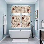 Kitchen Curtains Tiers and Valance Set of 3, Vintage Country Light Filtering Window Curtain Set, Vintage Rustic Texas Stars Plants Branch Rod Pocket Curtain Drapes for Living Room, 24 Inches Tiers