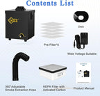 KQZ-B1 Solder Fume Extractor, 168m³/h Strong Suction Smoke Extractor, 5*Thick Pre-Filter+H13 HEPA Soldering Fume Extractor, 99.99% Purification Smoke Absorber for Welding Soldering 3D Printing Black