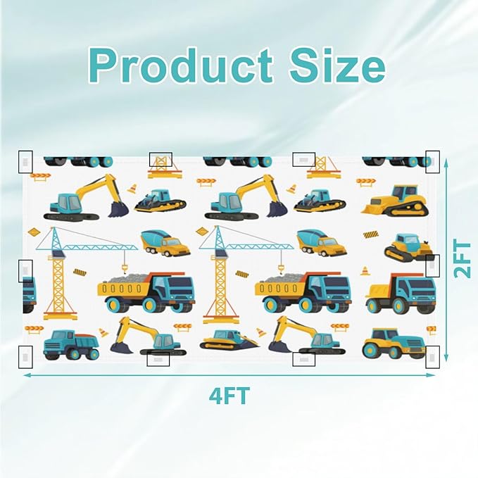 4 Pcs Fluorescent Light Covers for Ceiling Lights Seamless Construction Vehicles Cranes Excavators Trucks Bulldozers Decorative Magnets Light Filters for Office Home Classroom Must Haves 4’ x 2’