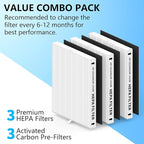 3 Pack AP-1512HH Replacement Filter Set for Coway Airmega AP-1512HH and and Airmega 200M air Purifier, Compared to Part #3304899, 3 True HEPA + 3 Carbon Filters