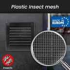 Repa Market 12 x 12 Inch (Outer) Black Square Air Vent Cover - Pack of 2 Plastic Fresh Air Intake Vent - AC Cover with Nylon Mesh Screen, Wall, Ceiling HVAC Return Air Register, Modern Soffit Vents