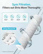 AQUA CREST AP110 5 Micron 10"x2.5" String Wound Whole House Water Filter Replacement for 3M® Aqua-Pure AP110, Culligan® P5, APEC, GE FXUSC, Whirlpool®, Any 10" x 2.5" Home Water Filter, Pack of 6