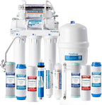 RTW5AK-UV SGS-Tested Reverse Osmosis Water Filter System with Alkaline Remineralization & UV Filter, 7-Stage Under Sink RO Water Filtration System Plus Extra 3 Filters, 50 GPD