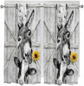Grey Farmhouse Living Room Curtains 72 Inches Length, Vintage Sunflowers Animals Printed Window Treatment Curtain Drapes, Light Filtering Drapes for Bedroom Laundry Room, 52"x72", 2 Panels