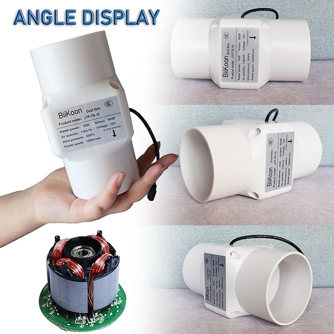 3 Inch Inline Fan 68 Cfm Exhaust Duct Fan with Speed Controller 12V 18W Vent Blower for HVAC Exhaust Grow Tents, Low Noise (Color : NO Adjustable Speed, Size : 18w)