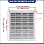 20"W x 24"H [Duct Opening Size] Steel Return Air Filter Grille - Removable Face/Door for 1 inch Filters -HVAC Vent Cover Grill - White [Outer Dimensions: 22 5/8"W X 26 5/8"H]