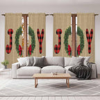 Red Green Christmas Window Curtains 72 Inch Long 2 Panel Set, Rod Pocket Long Curtains & Drapes, Xmas Botanical Winter Farmhouse Light Filtering Window Treatment for Bedroom Living Room 52"W x 72"L
