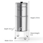 Culligan MaxClear 3 Gallon Gravity Water Filter System, Brushed Stainless-Steel Countertop Water Filter NSF/ANSI Certified to Reduce Microplastics, Lead & Total PFAS, with 6 Ceramic Filters