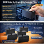 Activated Carbon Air Filters 5Pcs for 3D Printers | Absorb VOC Emissions and Odor Removal | Seamless Integration Purifiers for Clean Air Printing