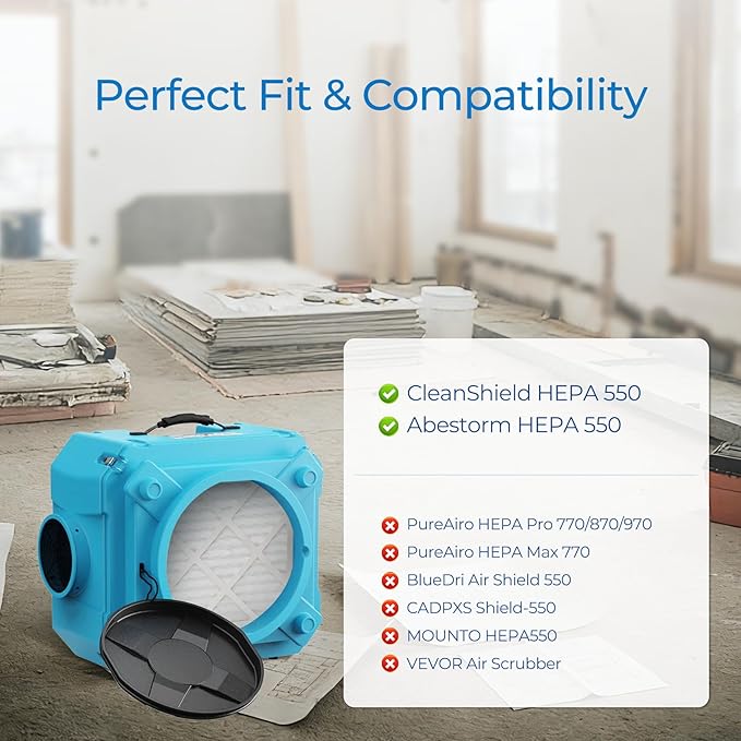 Vilaso 5 Pack MERV 10 Replacement Pre-Filter Compatible with AlorAir CleanShield HEPA 550 & Abestorm HEPA 550 Air Scrubber, 13.7" x 14.8" x 0.8", Extends HEPA Filter Life
