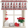 I Love U Valance Curtains for Kitchen, Valentine's Day Dwarf Romantic Wood Grain Privacy Rod Pocket Valance Curtain, Light-Filtering Window Treatment for Bedroom Bathroom, 60"x14"