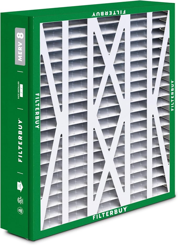 Filterbuy 21x27x5 Air Filter MERV 8 Essential Dust & Allergy Defense (4-Pack), Pleated HVAC AC Furnace Filters for Trane Perfect Fit & American Standard (Actual Size: 20.56 x 26.13 x 4.97)