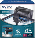 Aqueon SmartClean Power Filter with EcoRenew Filter Cartridge, Quick and Easy Water Changes, Quiet Operation, Adjustable Flow, for 30-50 Gallon Freshwater and Saltwater Aquariums, Large