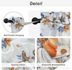 Fall Blue Maple Kitchen Curtains 45 Inch Long 2 Panel Set, Rod Pocket Window Treatment, Thanksgiving Pumpkins Daisy Country Leaves Light Filtering Panels Short Drapes for Bathroom Camper 42"W x 45"L