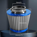 3" 76mm Universal High Flow Cold Air Intake Air Filter Upgraded Stainless Steel Cone Filter(Blue)