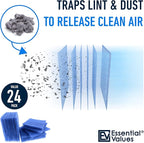 Essential Values Dryer Filter Replacement - 24-Pack - Indoor Dryer Vent Filter - Filters Compatible with BetterVent – 120 Loads