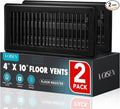 VOISEN Floor Register 4x10, 2 Pack Black Floor Vent Covers,Heavy Duty Steel Walkable Floor Vents,Vent Covers for Home Floor