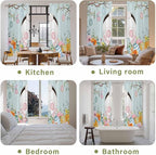 Easter Bunny Window Curtains 72 Inch Long 2 Panel Set,Rod Pocket Long Curtains & Drapes,Easter Eggs Spring Farmhouse Wood Grain Teal Blue Light Filtering Window Treatment for Bedroom 52"W x 72"L