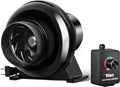 iPower 4 Inch 195 CFM Exhaust Inline Duct Vent Booster Blower with Variable Indoor Grow Tent Hydroponics Ventilation, Quiet, 4'' Fan with Speed Controller New, Black