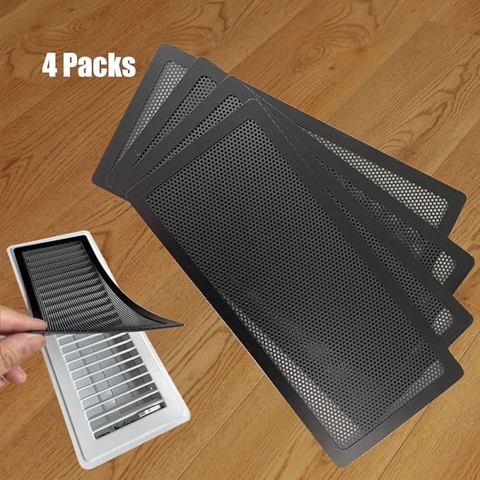 Floor Register Vent Cover- 4"x10" Magnetic Air Vent Screen Mesh Cover, Perfect for Wall/Ceiling/Floor Air Vent Filters (4-Packs)