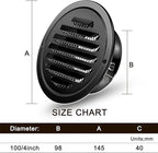 Zonon 36 Pcs Stainless Steel Soffit Vents 4 Inch Round Dryer Vent Cover with Mesh Screen for Home Outdoor Bathroom Wall Ceiling Outside Exterior Exhaust (Black)
