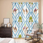 2 Panel Kitchen Cafe Curtains, Camels Palm Trees Sunlight Filtering Nature Air Through, Home Decor Window Covering Tier Curtains for Living Room 80W x 84L inch Tropical Desert Animal Plants Polka Dot