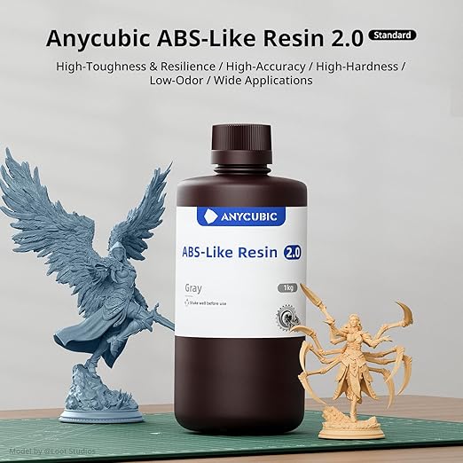 ANYCUBIC 2nd Gen Resin Technology ABS-Like Resin 2.0 Bundle, 3D Printer Resin with High Toughness, More Precise Details, Wide Compatibility for All LCD Resin 3D Printers (White, 4kg in Total)