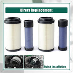 YUXIVCNE 2Pcs LVU34503 LVU34504 Primary & Secondary Air Filter Compatible with John Deere 1023E 1025R 1026R 2025R 2026R Tractor, 2400 2700 Precisioncut, 2550 Triplex Mower, 2700 2750 E-Cut Hybrid