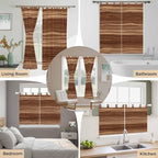 Brown Western Bathroom Curtains 63 Inch Length, Window Curtains Tab Top, Vintage Farmhouse Wood Barn Door Light Filtering Window Treatments Drapes 52"x63" 2 Panel
