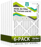 12x18x1 Air Filter MERV 8 (6-Pack), HVAC/Furnace AC Filter Replacement, Dust Defense–Comparable with MPR 600 & FPR 5 (Actual 11.75x17.75x0.75)