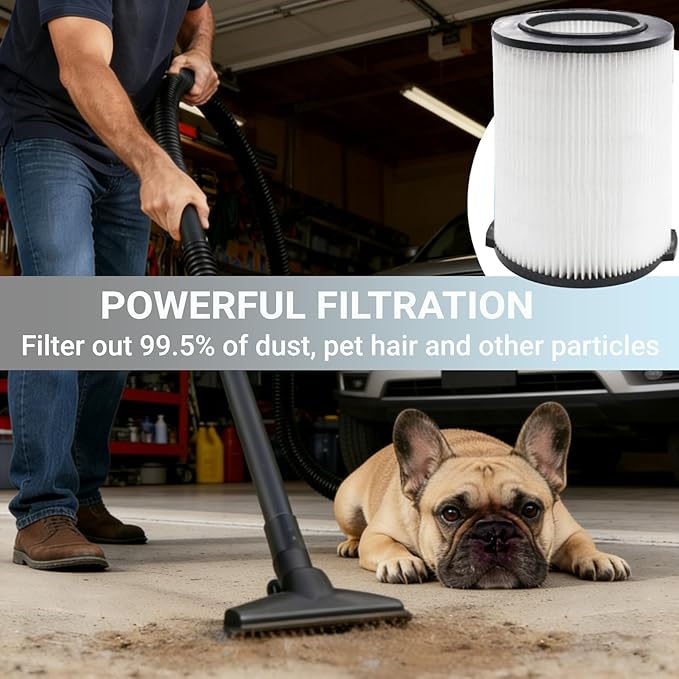 2 Pack Replacement VF4000 Filter for Ridgid Shop Vac Filter 5-20 Gallon, Standard H13 HEAP Wet/Dry Rigid Shop Vac Filters Compatible with Husky 6-9 Gallon Vacs & Craftsman Vacs