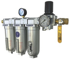 1" NPT Industrial (4-Stage) Moisture Removing Particulate Filter and Oil Removing Coalescing Filter and Desiccant Air Dryer and Air Pressure Regulator