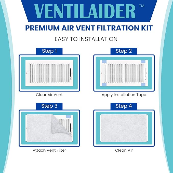 Complete Air Vent Register Filter Set Cut To Fit Any Size 16" x 60" & 50" Installation Tape, Electrostatic Fabric. Purifies Air, Helps Reduce Dust From Ducts, AC Furnace System