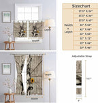 Funny Farm Animals Kitchen Curtains 36 Inch Length, Small Window Curtains Tab Top, Vintage Barn Brown Sunflowers Light Filtering Short Window Treatments Tier Drapes 27.5"x36" 2 Panel
