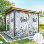 Oceans Outdoor Curtains for Patio Crabs Marine Life Shell Starfish Blue Waterproof Outside Curtains with Grommet Top Weatherproof Curtain for Cabana Pergola Gazebo, 1 Panel, 54" W x 108" L