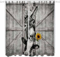 Funny Farm Animals Living Room Curtains 84 Inch Length, Window Curtains Tab Top, Vintage Barn Grey Sunflowers Light Filtering Window Treatments Drapes 52"x84" 2 Panel