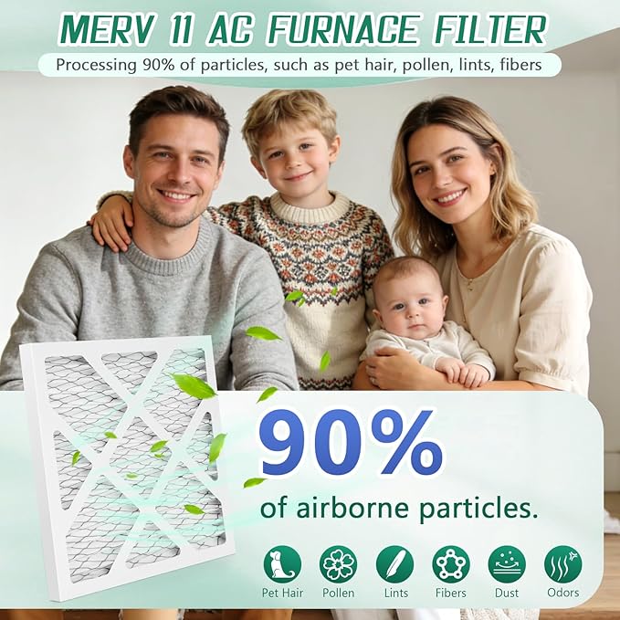 4 Pack Updated 9x9x1Air Filter, pertain Merv 11 HVAC Pleated A/C Furnace Filters (Actual Size: 9.5x9.5x0.75)
