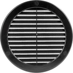 Vent Systems 6" Inch (Opening Dimensions) Black Soffit Vent Cover - Plastic Round Air Vent Grille - Built-in Mesh Screen - HVAC Register Louver for Bathroom, Home, Kitchen