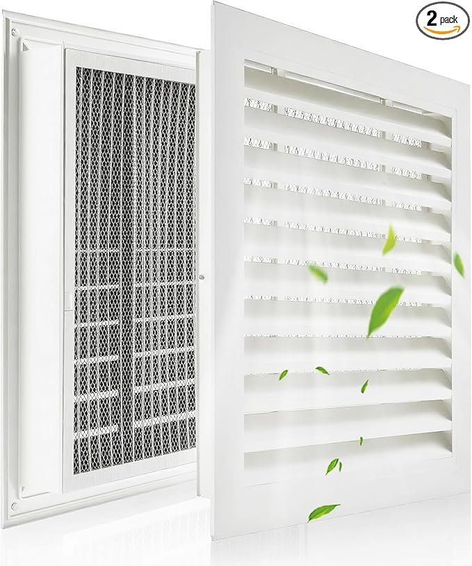 2-Pack 20"x20" Gable Vent - Premium Aluminum，Filter Screen for Removable, Ideal for Gables, Sheds, and Attics - Vent Opening 18"x18" - Boost Ventilation and Guard Against Moisture