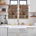 2 Panel Kitchen Cafe Curtains, Desert Camels Sunlight Filtering Nature Air Through, Home Decor Window Covering Tier Curtains for Bedroom Living Room Western Wildlife Brown Animals Country
