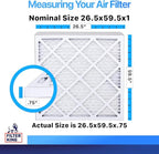 Filter King 26.5x59.5x1 Air Filter | 4-PACK | MERV 8 HVAC Pleated A/C Furnace Filters | MADE IN USA | Actual Size: 26.5 x 59.5 x .75"