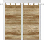 Light Brown Wood Grain Bathroom Curtains 63 Inch Length, Window Curtains Tab Top, Western Farmhouse Barn Door Light Filtering Window Treatments Drapes 52"x63" 2 Panel