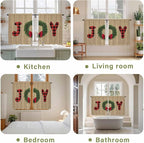 Red Green Christmas Kitchen Curtains 54 Inch Long 2 Panel Set, Rod Pocket Window Curtains Panels, Xmas Botanical Winter Farmhouse Light Filtering Drapery Draperies for Bathroom Bedroom 52"W x 54"L