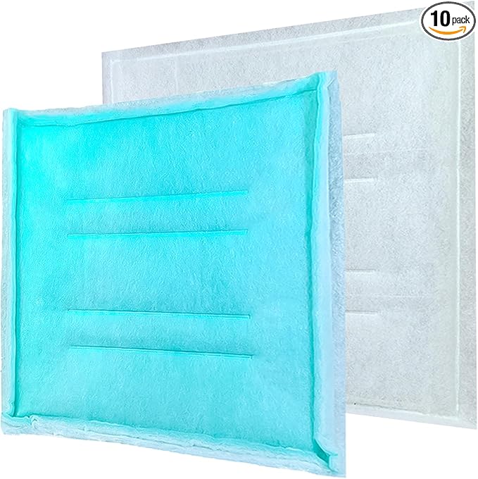 AUC Paint Booth Tacky Intake Filter Pad Series 55, 20" x 48" (10/case) Spray Booth Intake Filter with Internal Wire Support Frame
