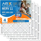 AIRX FILTERS WICKED CLEAN AIR. 20x20x1 Air Filter MERV 11 Electrostatic Pleated Air Conditioner Filter 4 Pack HVAC AC Furnace Filters