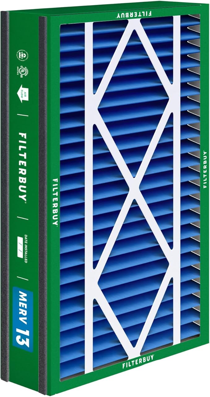 Filterbuy 16x25x5 Air Filter MERV 13 Optimal Smoke & Allergy Defense (4-Pack), Electrostatic Pleated HVAC AC Furnace Filters for Trion Air Bear 255649-105 and More (Actual Size: 15.63 x 24.13 x 4.88)